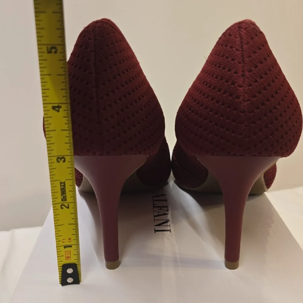 Alfani Scarlet Knit Pointed-Toe Pumps in Wine Red